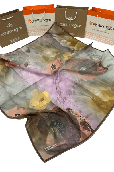 Tesettürnağme Soft Cotton Scarf Tn2002 Floral Pattern Altuni-Stone-05