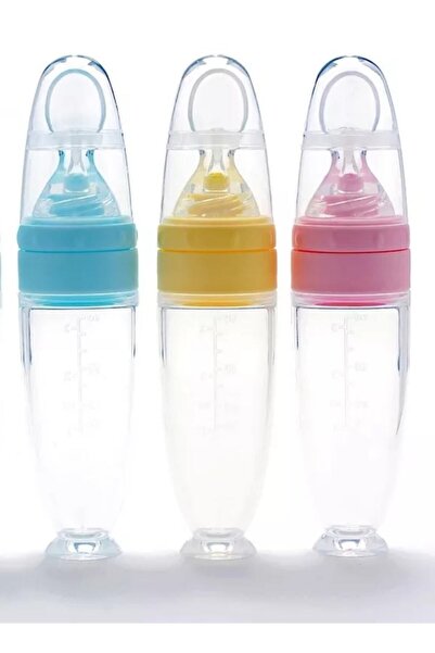 teknotrust Silikon Kaşıklı 90ml Biberon, Güvenli ve Renkli Bebek Beslenme Öğe...