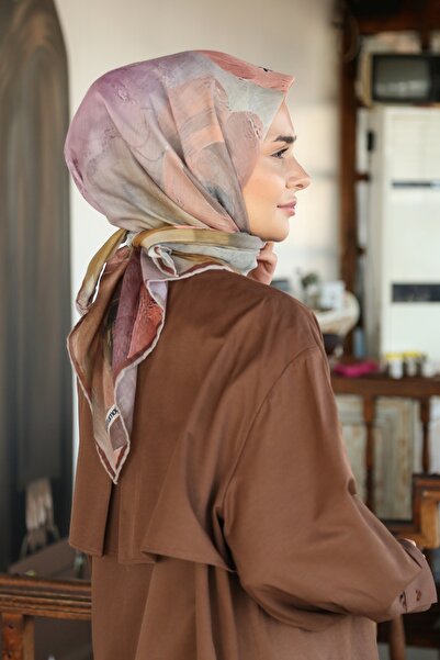 Tesettürnağme Soft Cotton Scarf Tn2002 Floral Pattern Altuni-Stone-05
