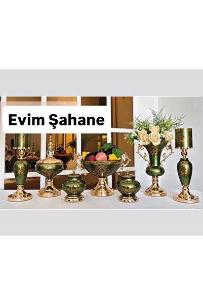 AROW Çırağan Home 7 Parça Lüx Salon Seti & Konsol Seti Yeşil