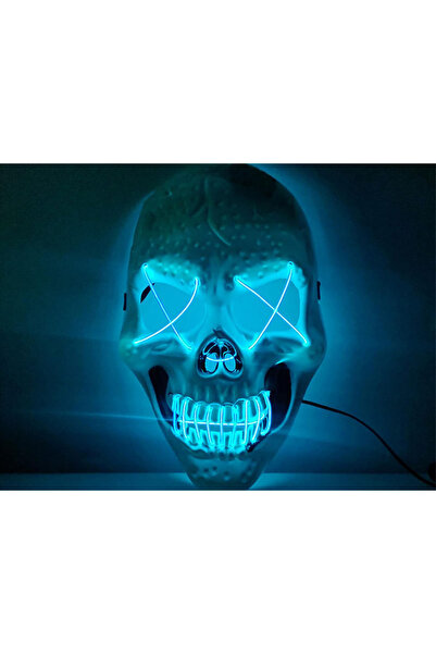 zola Halloween mask, skull model, Zola, white with blue lights, plastic, 26x17 cm