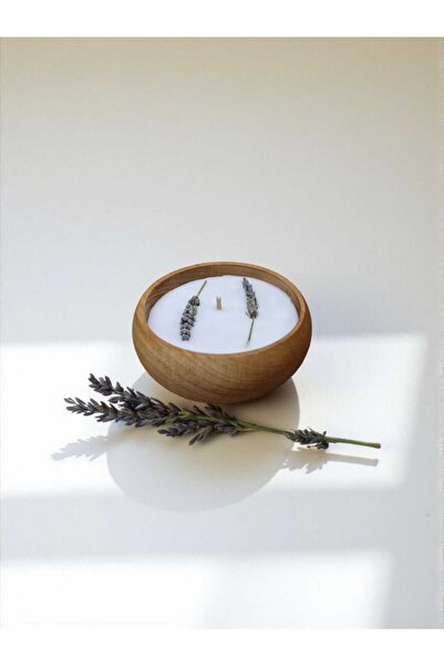 COCOS CANDLES Aromaterapi Serisi Lavanta Bitkili Ahşap Kasede %100 Doğal Soya...