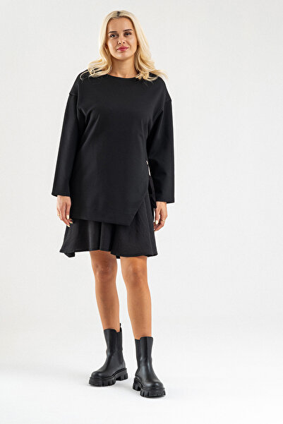 Bold & Young Bold&Young Kadın Aerobin Kumaş Kuş Gözü Detaylı Çelik Kumaş Elbise