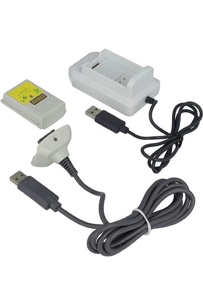 zola XBOX 360 docking station, Zola®, USB cable, 4800 mAh batteries, white