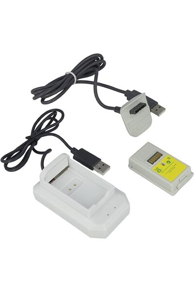 zola XBOX 360 docking station, Zola®, USB cable, 4800 mAh batteries, white