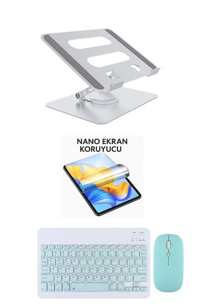 Nomker iPad Mini 6.Nesil 8.3'' 2021 Uyumlu Stand Ekran Koruyucu Klavye Mouse Set