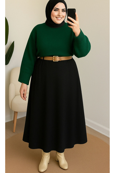 CNG MODA Plus Size Puff Scuba Hijab Skirt