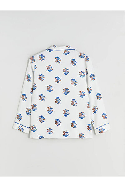 LC Waikiki Set pijamale pentru femei LCW DREAM Ecru cu guler de cămașă floral