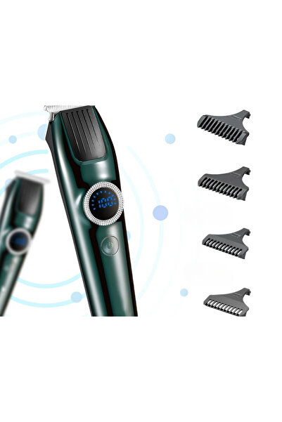 zola Hair clipper and shaver, cordless, LCD, 2 speeds, 4 heads, USB-C, 16 x 4.5 cm, green/black