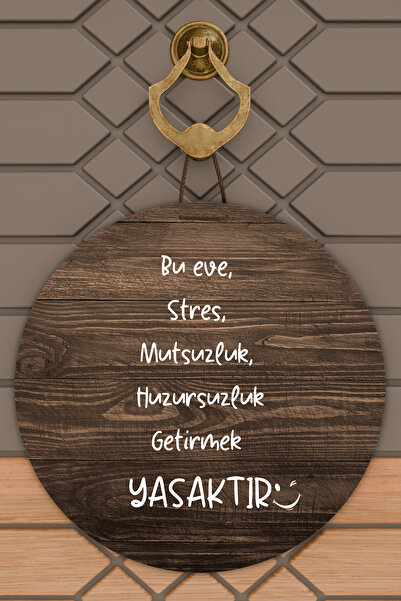 Dormot Modern Dijital Baskı Stres Getirmek Yasak Kapı Süsü, Ahşap