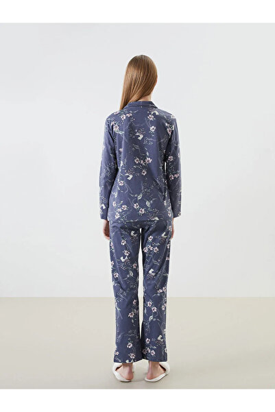 LC Waikiki LCW DREAMAntrasit Gömlek Yaka Çiçekli Kadın Pijama Takım