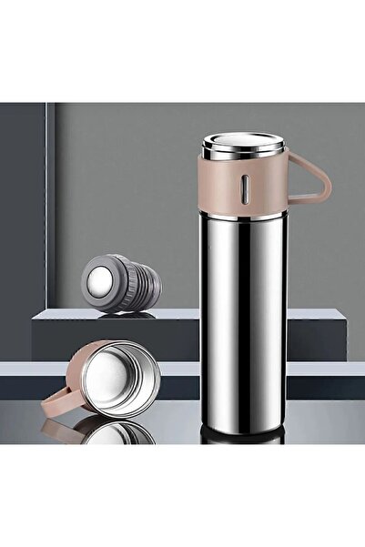 Mio Life Stainless Steel Thermos Chrome Color 3-Cup 500 ml Thermos Set Vacuum Thermos Set with Bag Gift for Drinking