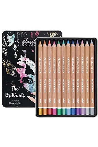 supertrend Mega Color Brilliants Metalik Jumbo Kalın Kuru Boya Kalemi Seti 12 Renk Metal Kutu