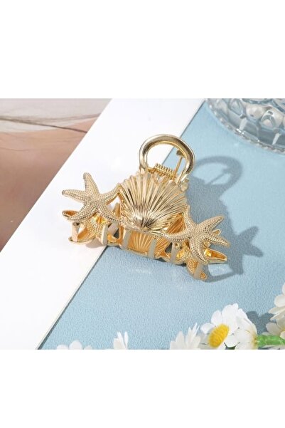 ella'nın çarşısı Cataramă metalică de culoare aurie cu design de stridii și s...