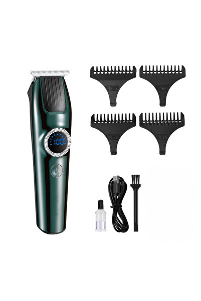 zola Hair clipper and shaver, cordless, LCD, 2 speeds, 4 heads, USB-C, 16 x 4.5 cm, green/black