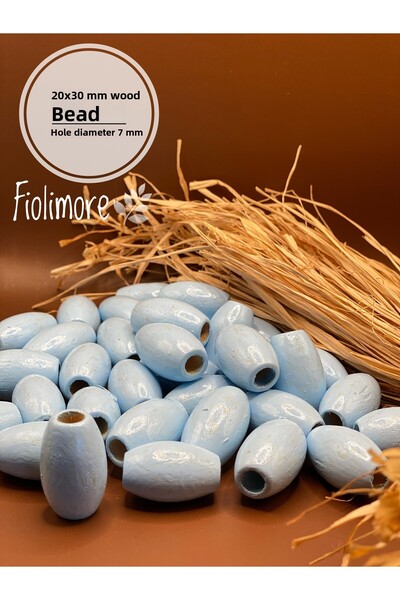 Fiolimore 20x30 mm Mărgele ovale din lemn de culoare albastră (13 bucăți) Măr...
