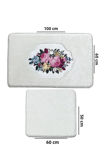 Chilai Home Bella Rose 2-Pack Embroidered Plush Bath Mat 60X100 50X60 cm