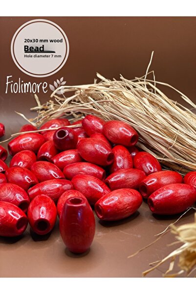 Fiolimore 20x30 мм червена овална дървена мъниста (13 броя) Дизайн на чанта о...