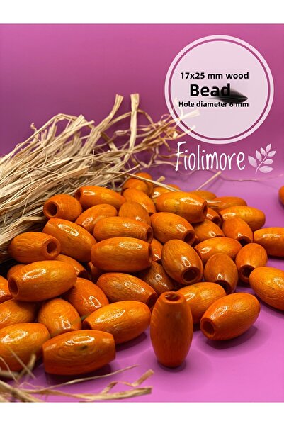 Fiolimore Mărgele din lemn ovală portocalie de 17x25 mm (50 grame 18 bucăți) ...