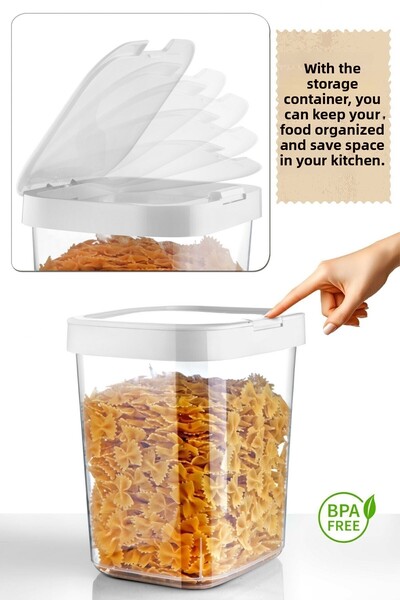 MYBOX 4-Piece Mega Flour Grain Food Container - Detergent Dispenser with Locking Lid Powder Detergent Storage Box 5.5 Lt