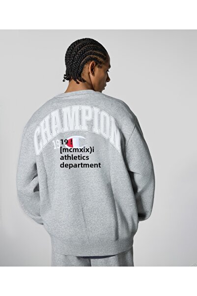 Champion سترة رياضية بياقة مستديرة للرجال باللون الرمادي - 221194-EM021