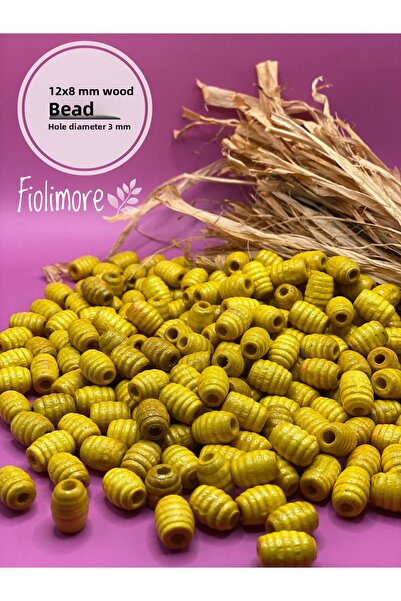 Fiolimore 12x8 мм жълта овална паста дървена мъниста усукана тръба (50 грама ...
