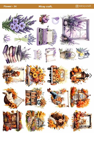 MirayDesign قطعة واحدة من الملصقات ذات الطابع الزهري المتفتح - مقاس 12 × 17 س...