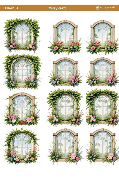 MirayDesign 1 autocolant tematic cu flori înflorite – 12x17 cm pentru album d...