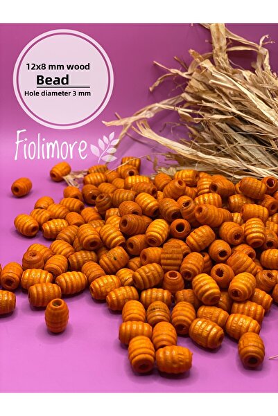 Fiolimore 12x8 мм оранжеви овални дървени мъниста с усукана тръбичка (50 грам...