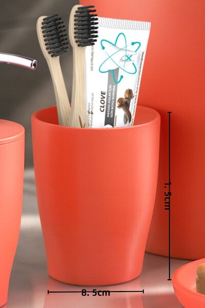 Nandy Home Pure 5 Piece Bathroom Set - Trash Can, Toilet Brush, Liquid Soap Dispenser, Toothbrush Holder, Soap Dish