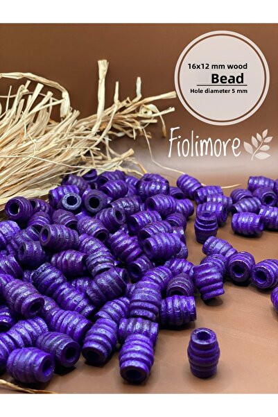 Fiolimore 16x12 mm Mărgele din lemn de pastă ovală violetă, manșon răsucit (5...