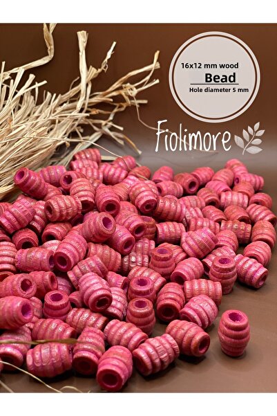 Fiolimore 16x12 мм розова овална паста дървена мъниста усукана тръба (50 г, 5...