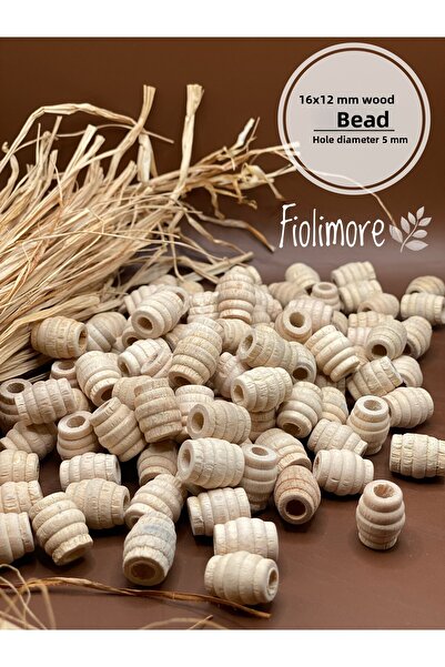 Fiolimore 16x12 χιλ. Ακατέργαστες οβάλ χάντρες από ξύλο, στριφτό κούφιο (50 γ...