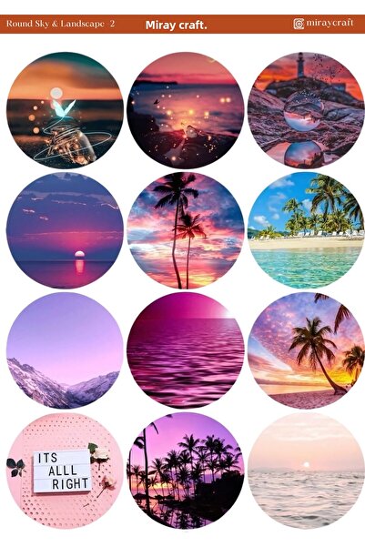 MirayDesign 1 autocolant rotund cu tematică cer și peisaj, 12*17 cm, pentru a...