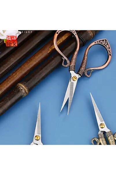 iğne izi Swan Promise Engagement Scissors, Ribbon Opening Special Occasion Ceremony Sewing Embroidery Scissors Antique Copper
