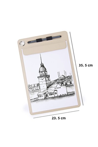 2K Coverless Secretarial Magnetic Artistic Drawing A4 Rainbow Art Clip Board Vegan 23,5X35,5 Cm. Beige