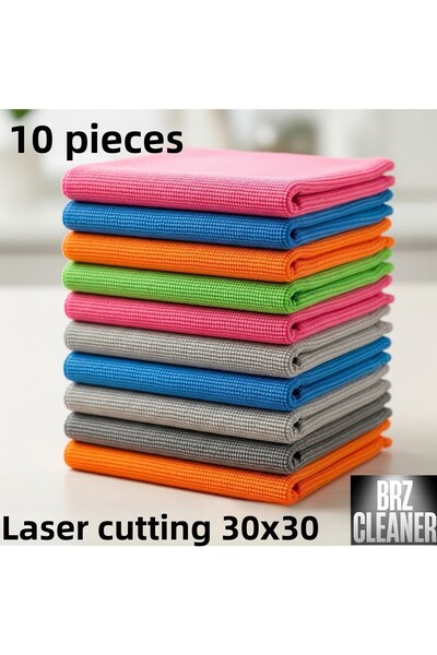 BRZ CLEANER 10 Pieces Laser Cut 30X30 Microfiber Cloth