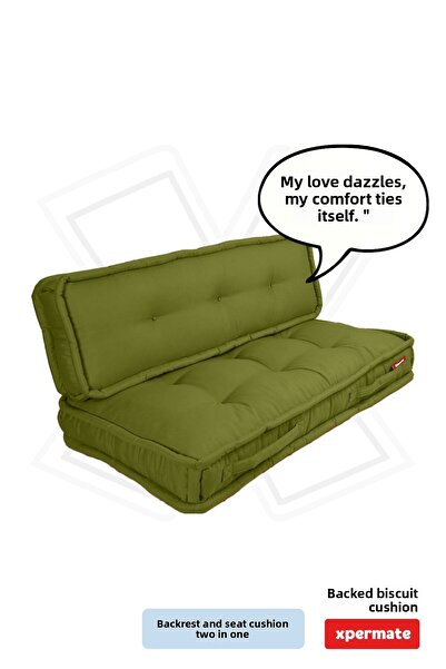 XPERMATE Biscuit Floor Cushion Honeycomb Front Pallet Cushion Bench and Garden Cushion 60X120X14 cm Green