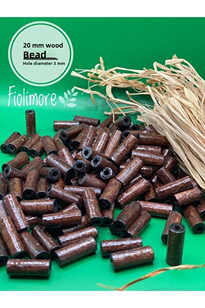 Fiolimore Mărgele din lemn de țeavă decupată maro de 20 mm (50 grame 120 bucă...