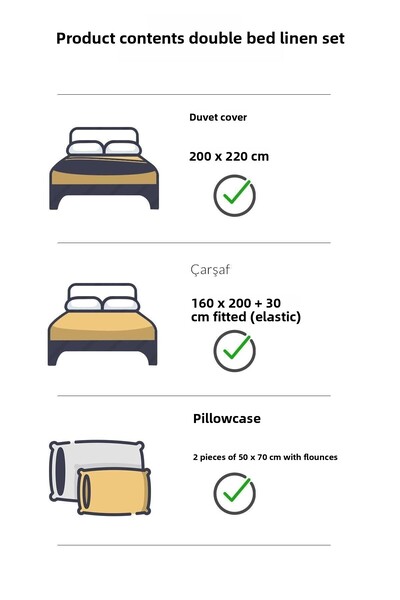 VAROL Elastic Satin Striped Double Duvet Cover Set V2 - Black