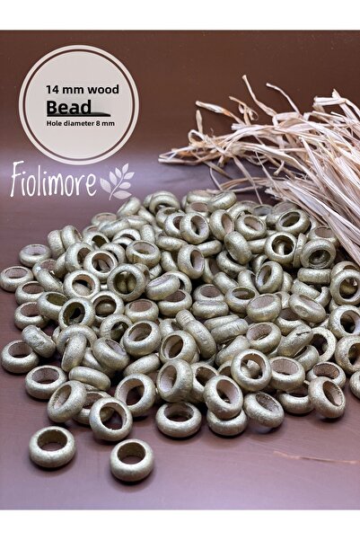 Fiolimore خرز خاتم مسطح من الخشب الأصفر الذهبي مقاس 14 ملم (25 جرام 80 قطعة) ...