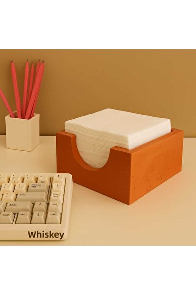 KARRA حامل أقلام من الخرسانة على شكل بلاط لتزيين المكتب