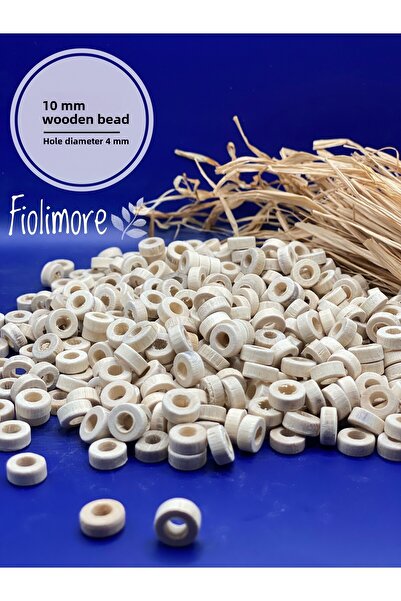 Fiolimore Mărgele din lemn brut de 10 mm (25 grame, 150 bucăți) Mărgele din l...