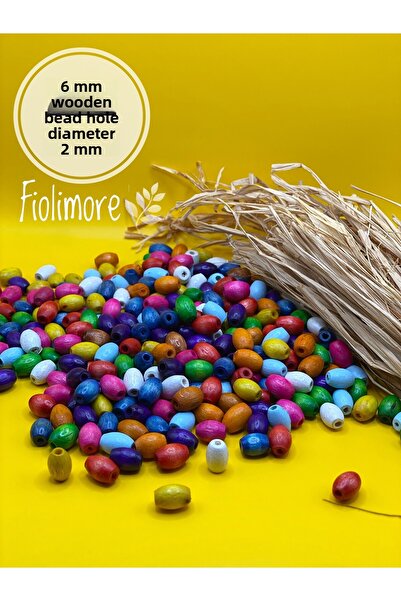 Fiolimore 6 ملم خرز خشب دوار الشمس متعدد الألوان (25 جرام 98) فتحة داخلية 2 م...