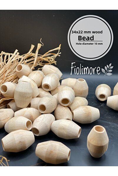 Fiolimore Ξύλινες χάντρες ακατέργαστου οβάλ κυλίνδρου 34x22 mm (10 τεμάχια) Δ...