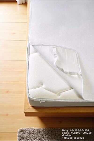 VESSİNOHOME Saltea Saltea Bumbac Rezistent la apă 4 Colțuri alb Protector de saltea Saltea single dublă anti-transpirație Saltea