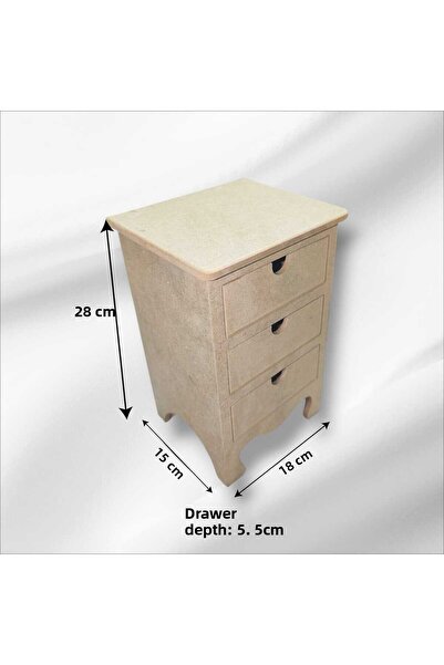 SEKAY AHŞAP صندوق منظم خشبي قابل للطلاء بثلاثة أدراج للمجوهرات والإكسسوارات