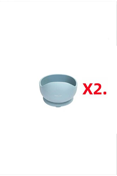 Porland Fancy Blue Silicone Baby Food Bowl That Sticks to the Base, Set of 2, 12 cm