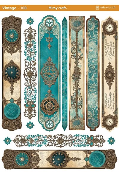 MirayDesign 1 Piece Vintage Themed Sticker (12X17 cm) for Bullet Journal, Scrapbook, Agenda and Planner