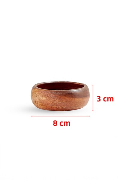 KHAKMA Wooden Round Bowl Set of 4 – Natural Presentation Plate | 8 cm | Stylish and Functional Design
